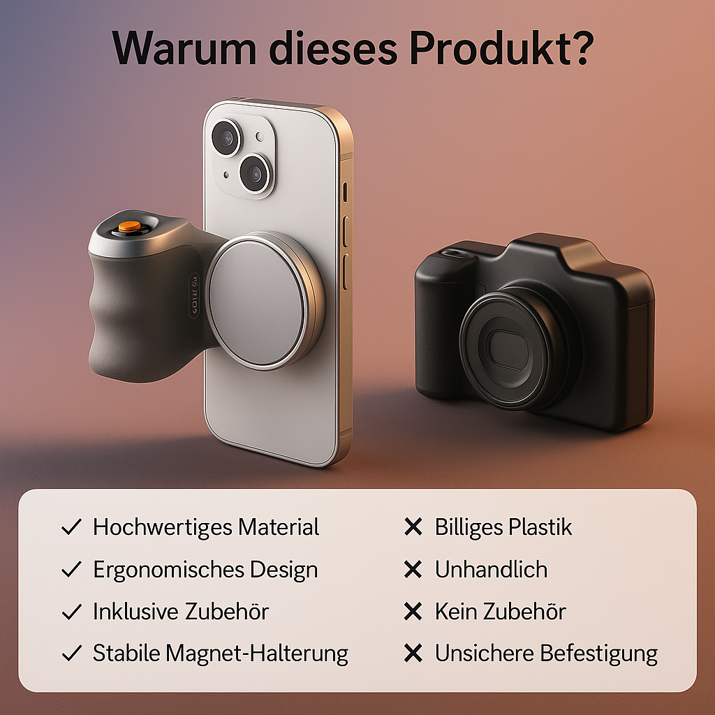 SnapGrip™ – Magnetischer Smartphone-Handgriff mit Fernbedienung