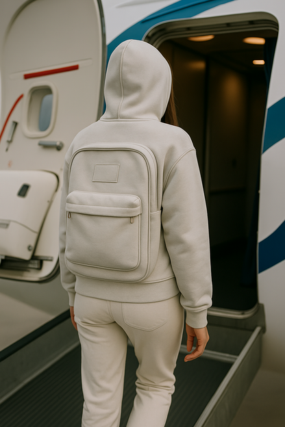AirPack Hoodie™ Reisen ohne Zusatzkosten – der Hoodie mit integriertem Rucksack